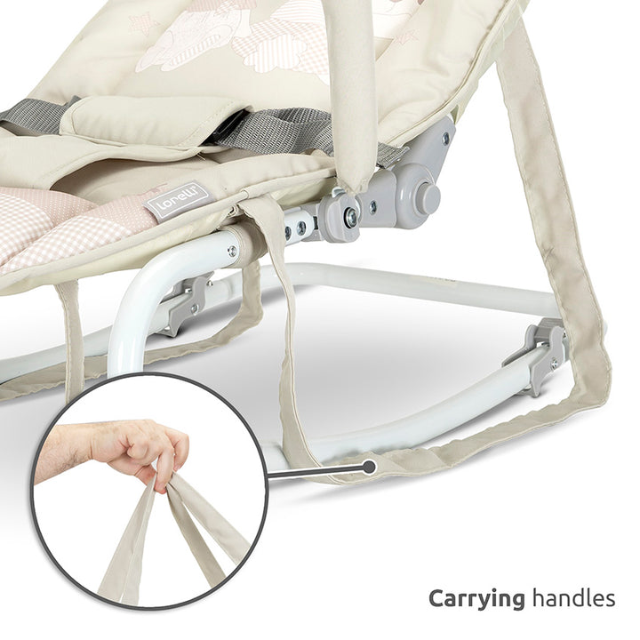 Lorelli Aspen 3in1 Travel System Bundle with Aria Luxe Car Seat, Millie Crib, Eliza Bouncer & Bonbon Highchair - Black/Beige