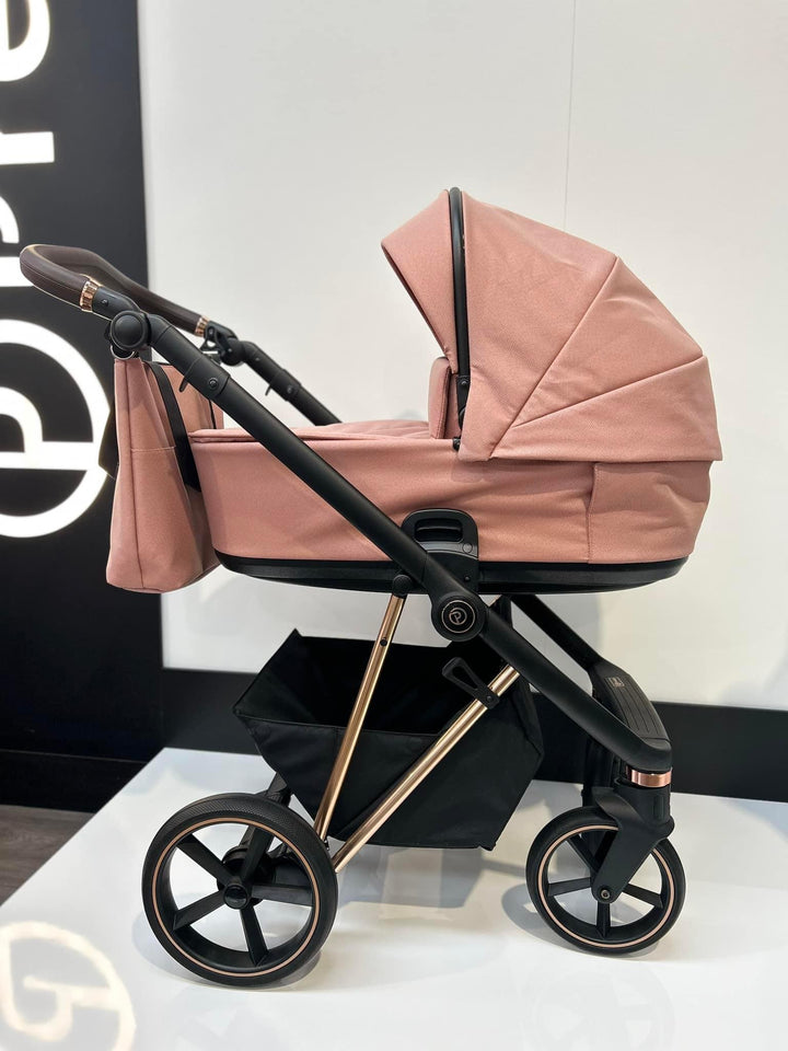 EX DISPLAY BabyStyle Prestige Vogue Pushchair - Coral / Gold Frame / Brown Leather