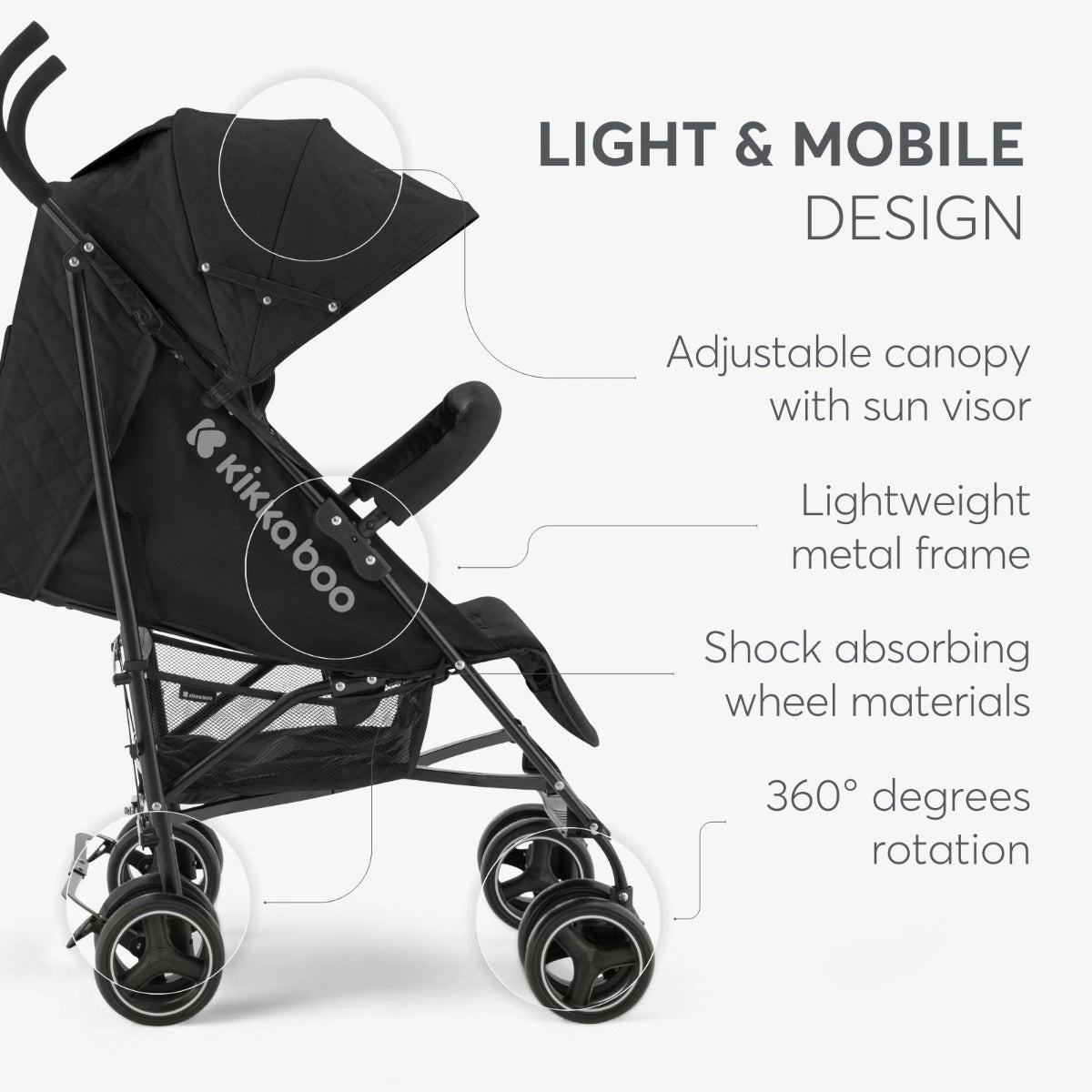 OPEN BOX Kikkaboo Lightweight Beetle Stroller - Beige