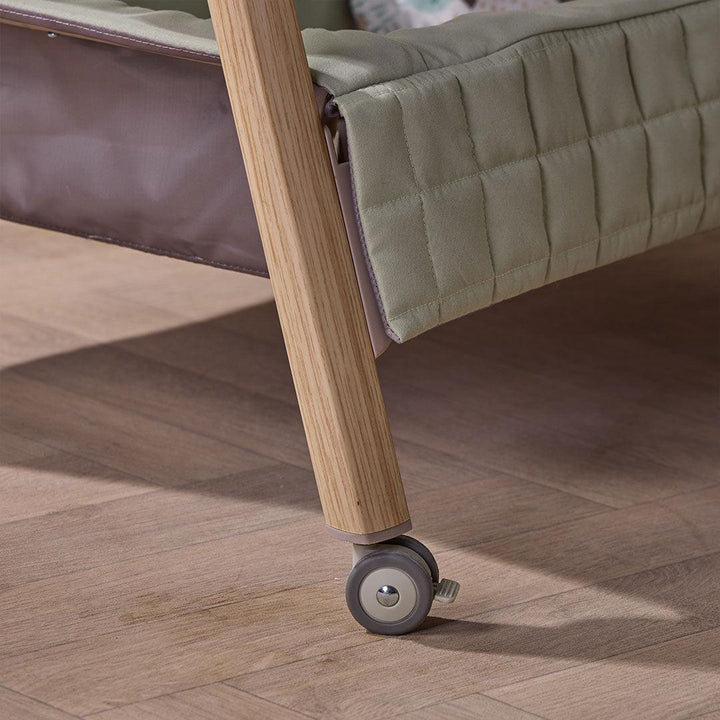 Tutti Bambini Cozee Sense Bedside Crib - Drifted Oak/Eucalyptus