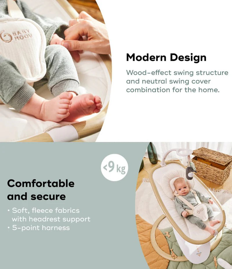 Babymoov Swoon Hoop Multi motion Baby Swing with Audio - Natural/Ecru