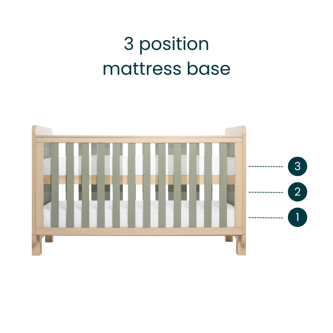 Tutti Bambini Kuba Cot Bed - Pickled Oak & Sage Weave