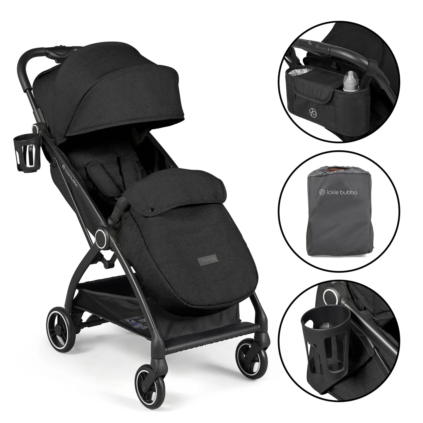 Ickle Bubba Aries Auto Fold Compact Stroller - Black