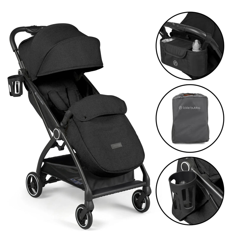 Ickle Bubba Aries Auto Fold Compact Stroller - Black