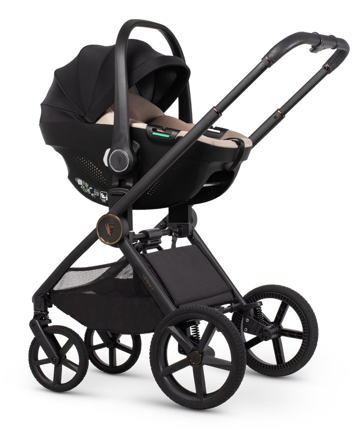 Venicci Upline3 Travel System Inc Tiago Car Seat & 360 Base 16 Piece Ultimate Bundle - Truffle