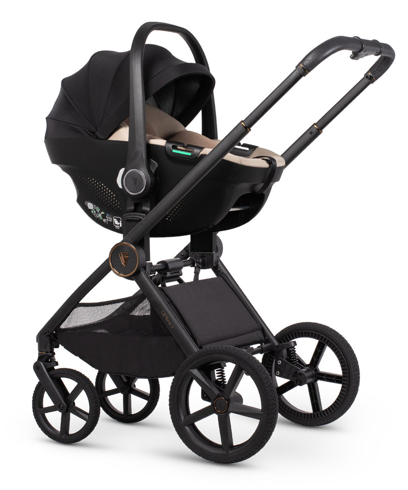 Venicci Upline3 Travel System Inc Tiago Car Seat & 360 Base 13 Piece Luxury Bundle - Truffle