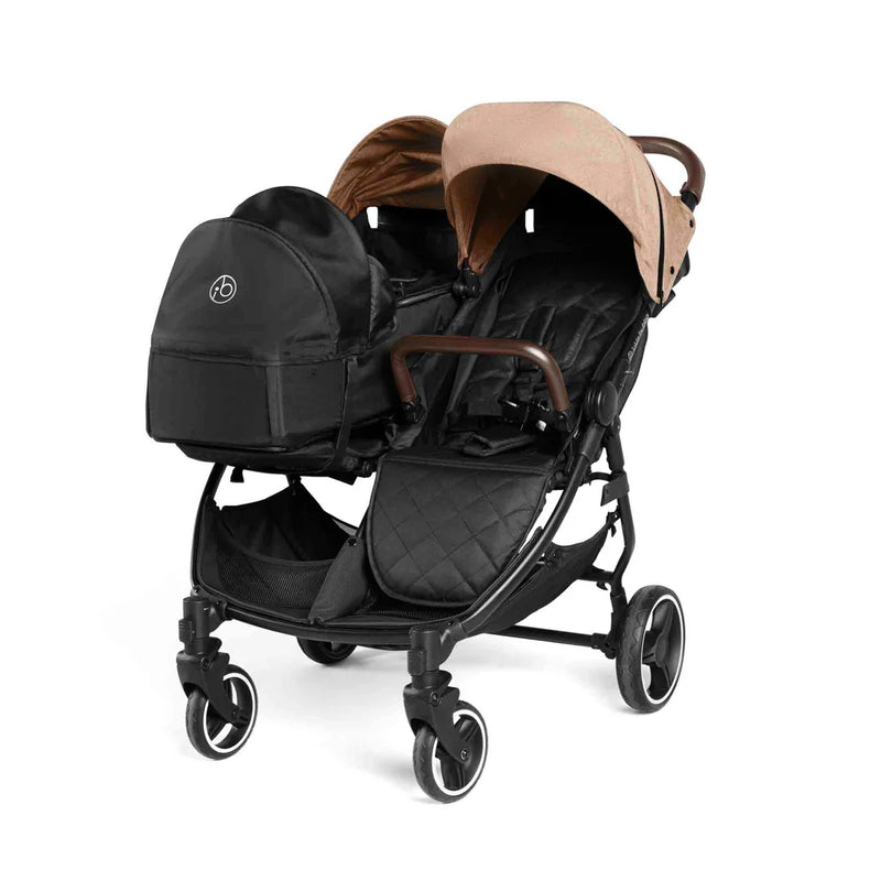 Ickle Bubba Venus Prime Twin Double Stroller Including Carrycot - Black/Biscuit