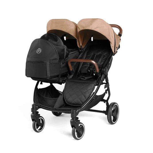 Ickle Bubba Venus Prime Twin Double Stroller Including Carrycot - Black/Biscuit