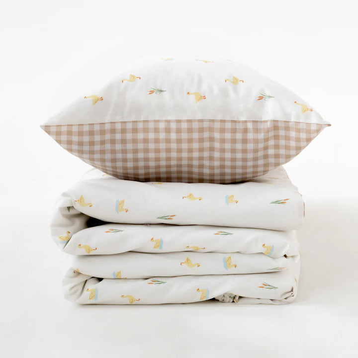 Clair De Lune Reversible Little Duckling Cot Bed Duvet Cover and Pillowcase Set