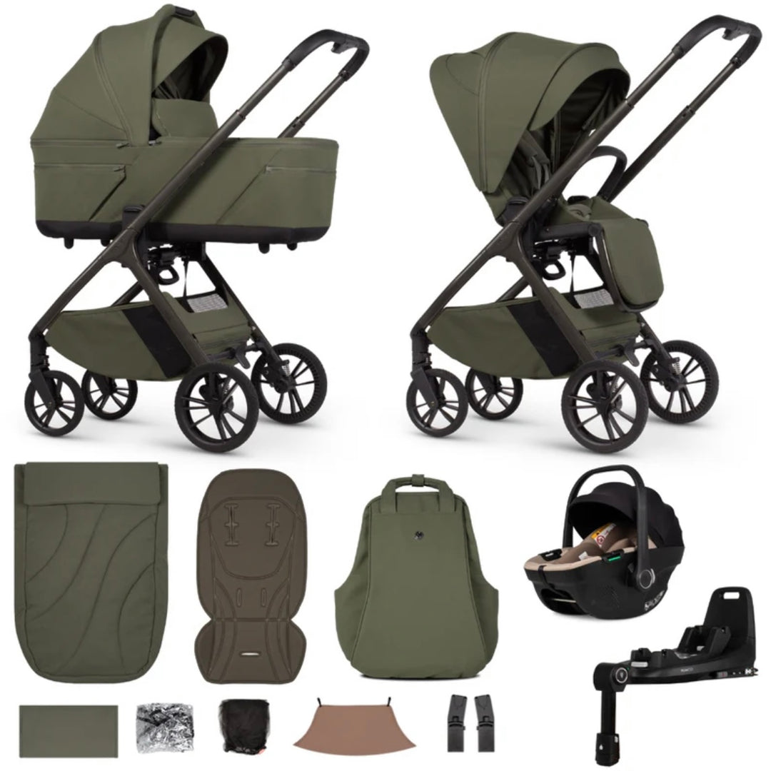Venicci Tila 14 Piece Luxury Tiago Travel System Bundle - Olive