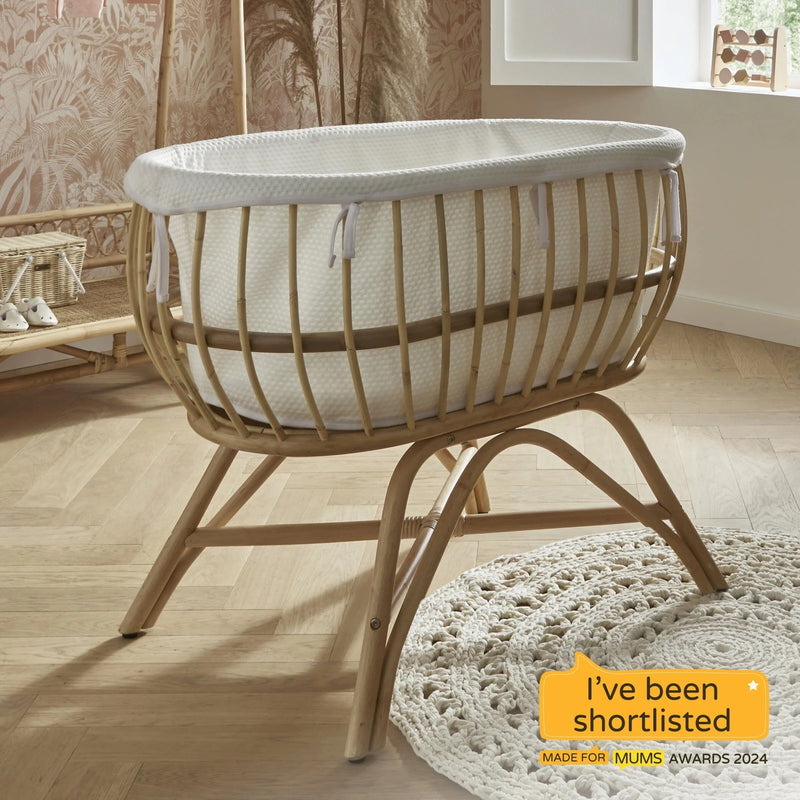 CuddleCo Aria Rattan Crib - Natural
