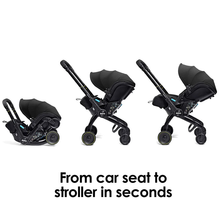 Doona X Recline Car Seat & Stroller with Isofix Base & Rain Cover Bundle - Nitro Black