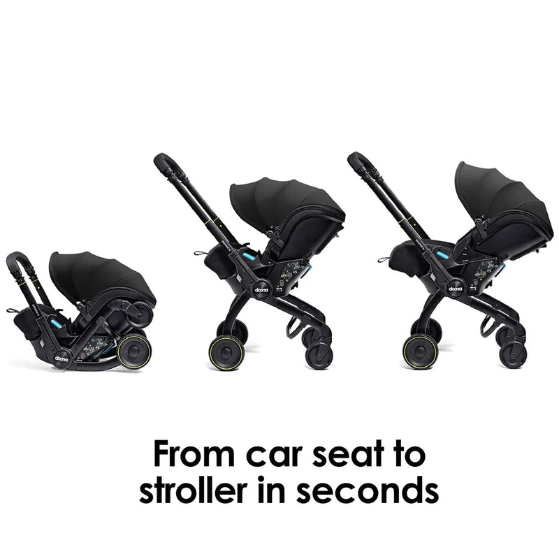Doona X Recline Car Seat & Stroller with Isofix Base & Rain Cover Bundle - Nitro Black + FREE Essentials Bag Worth £54.99!