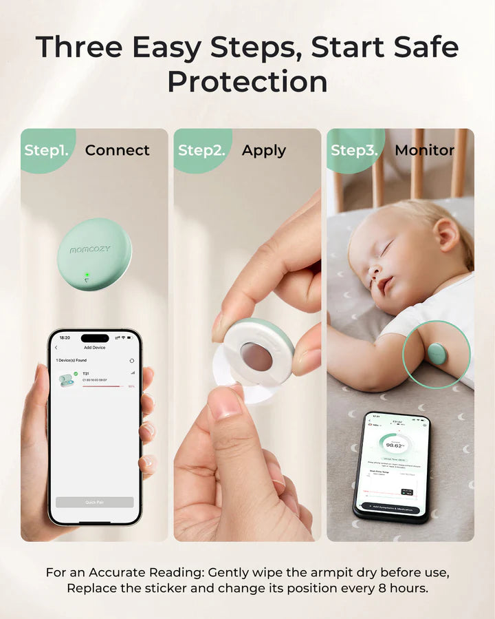 Momcozy Smart Medical-Grade Wearable Baby Thermometer