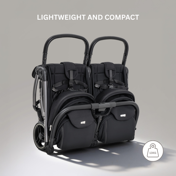 JoviKids Ayla Compact Twin Pushchair - Black
