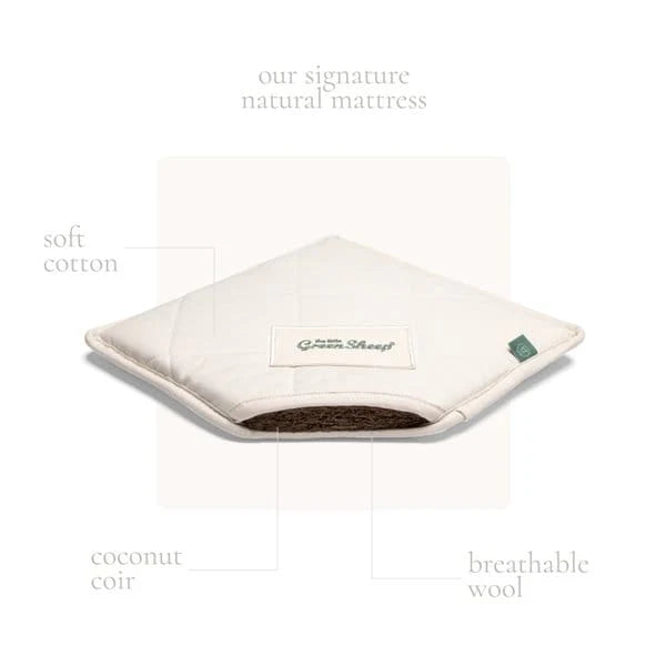 The Little Green Sheep Organic Dimple Quilted Moses Basket, Mattress & Walnut Rocking Stand - Juniper