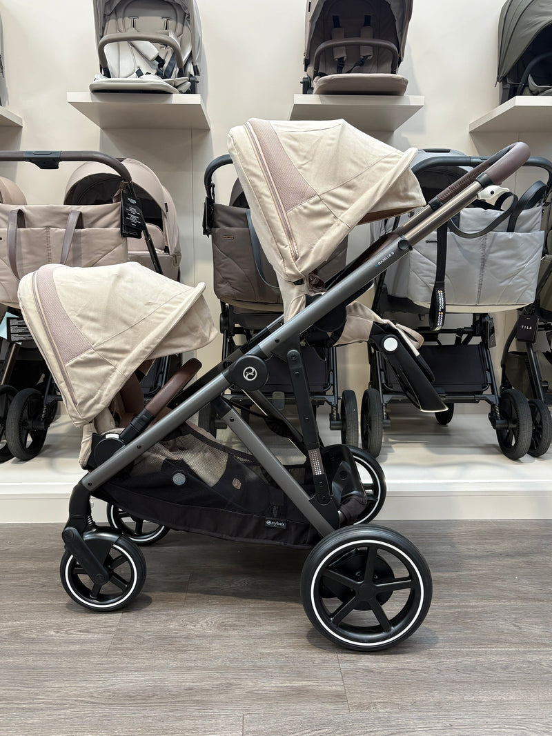 PRE LOVED Cybex e-Gazelle Double Pushchair - Almond Beige