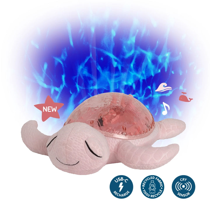 Cloud B Tranquil Turtle Rechargeable Projector Nightlight with White Noise Soothing Sounds - Pink