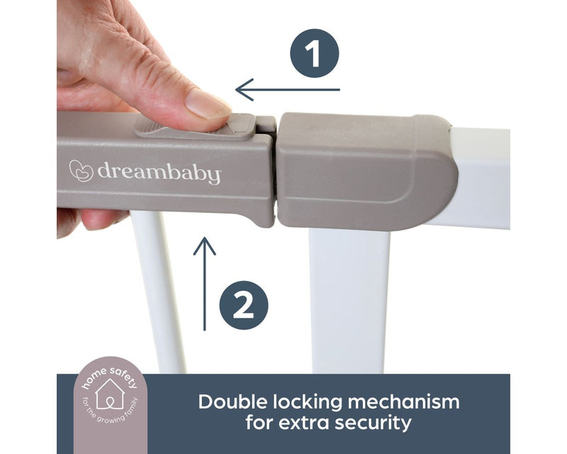 Dreambaby Ava Gate + 9cm + 18cm Extension White