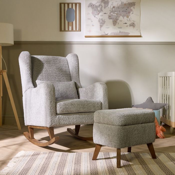 Tutti Bambini Harper Rocking Chair & Footstool - Cloud Grey