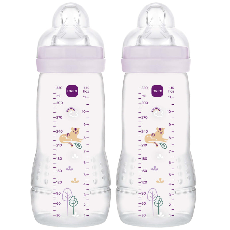 MAM Bottle Easy Active 330Ml Twin Pack - Clear Lilac
