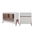 Tutti Bambini Fuori Mini 2 Piece Nursery Furniture Set – Warm Walnut/White Sand COLLECTION OR LOCAL DELIVERY ONLY
