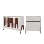 Tutti Bambini Fuori Mini 2 Piece Nursery Furniture Set – Warm Walnut/White Sand COLLECTION OR LOCAL DELIVERY ONLY