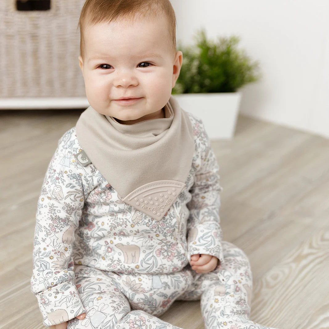 Cheeky Chompers Neckerchew Teething Dribble Bib - Stone