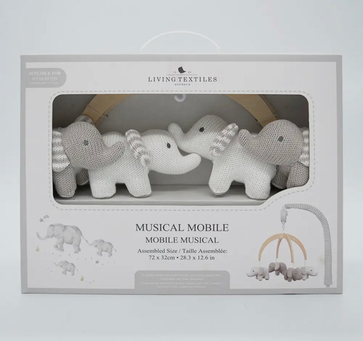 Living Textiles Musical Mobile Set - Elephants