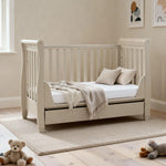 Babymore Eva Sleigh Cot Bed with Drawer – Cashmere