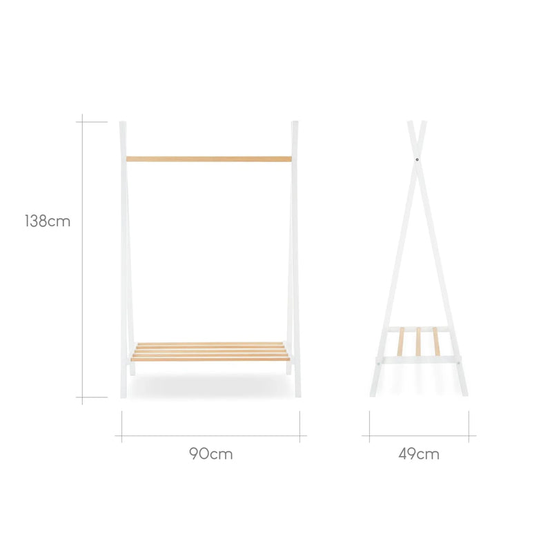 CuddleCo Nola Clothes Rail - White & Natural