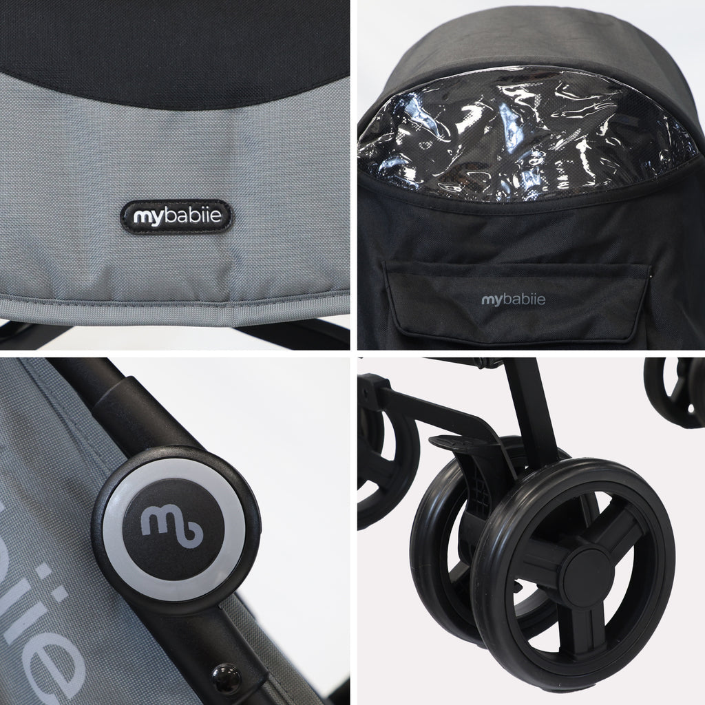 My Babiie MB02 Plus Lightweight Stroller - Black/Grey