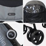 My Babiie MB02 Plus Lightweight Stroller - Black/Grey