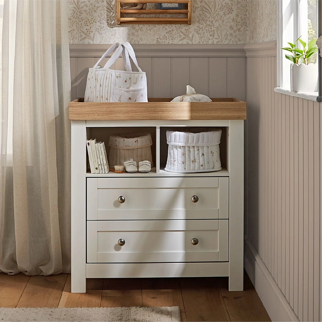 CuddleCo Burford 3 Piece Nursery Furniture Set - White & Oak