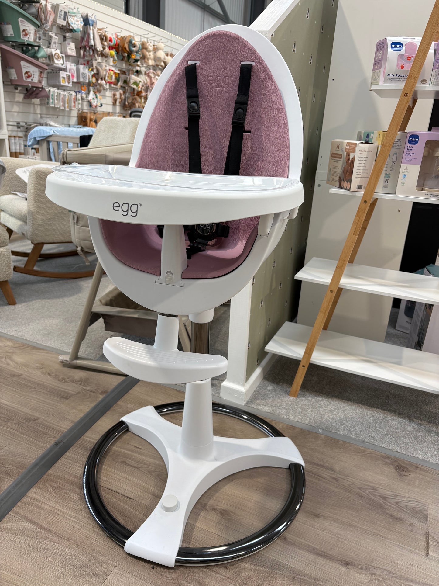 EX DISPLAY egg Home Highchair -  White/Pink