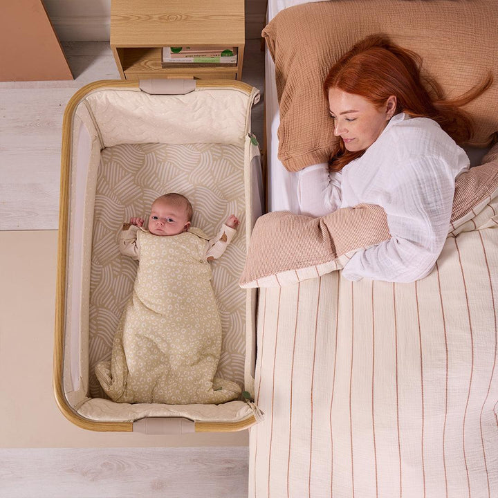 Tutti Bambini Cozee Air 2 Bedside Crib - Toasted Oak/Sand