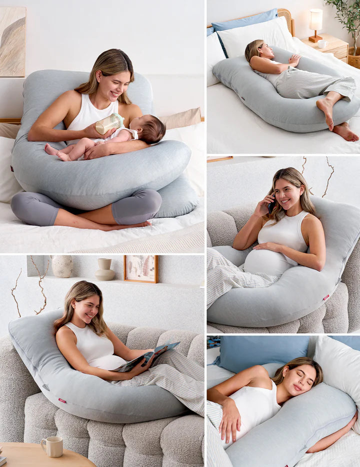 Momcozy Dreamlign U Pro Cool Feeling Maternity Pillow - Grey