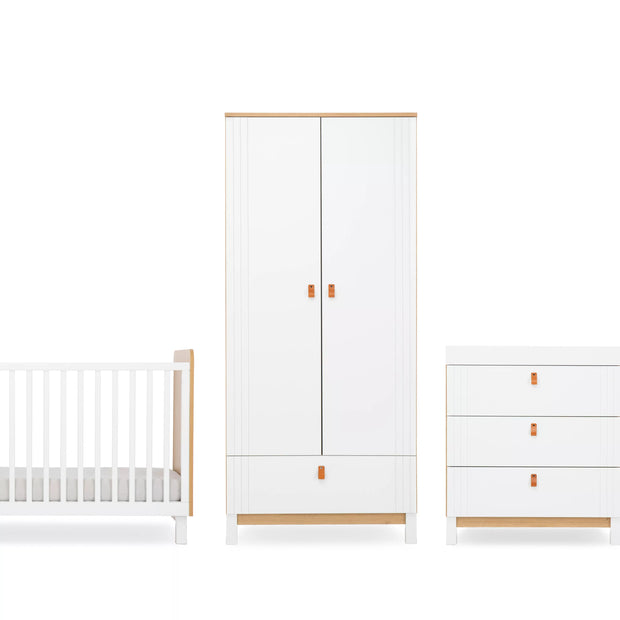 Cuddleco Rafi 3 Piece Nursery Furniture Set - Oak & White