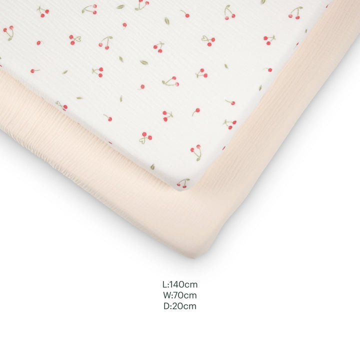 CuddleCo 2 Pack Cot Bed Sheets - Ditsy Cherry