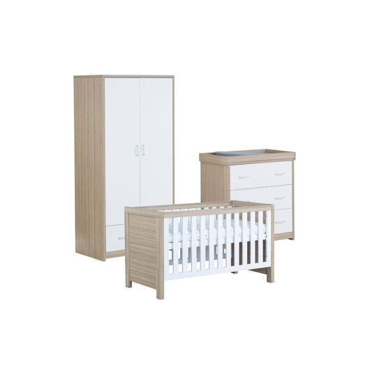 Babymore Luno 3 Piece Nursery Furniture Set – Oak White