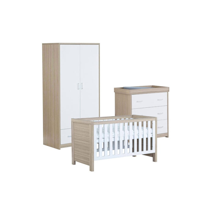Babymore Luno 3 Piece Nursery Furniture Set – Oak White