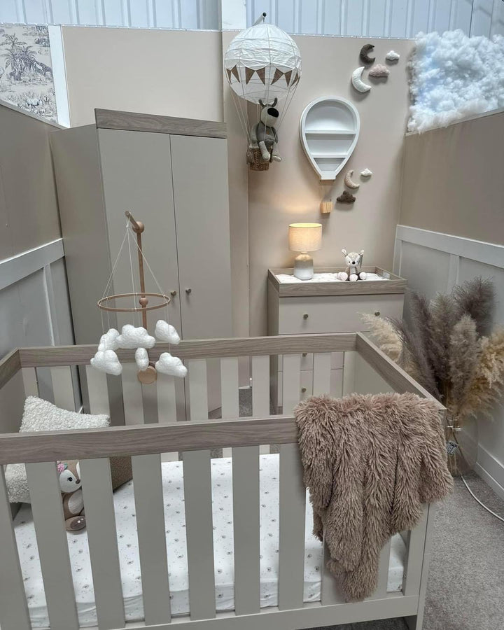 EX DISPLAY Little Acorns Burlington 3 Piece Nursery Room Set – Cashmere (COLLECTION & LOCAL DELIVERY ONLY)