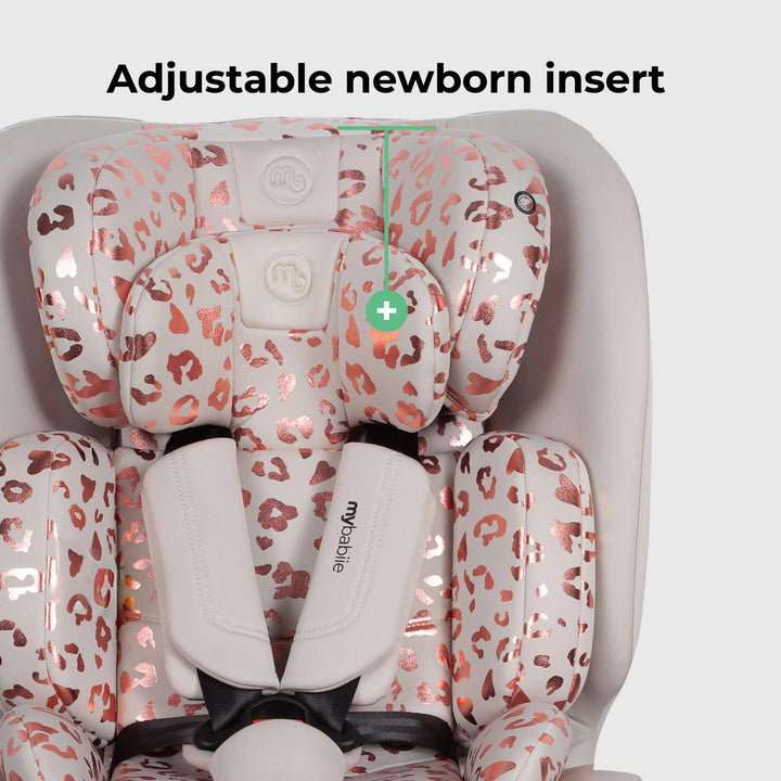 My Babiie MBCS300 Easy Spin R129 Car Seat with Top Tether - Pink Leopard