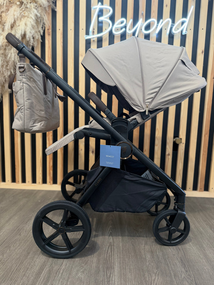 EX DISPLAY Venicci Claro 3-in-1 Pushchair + Tiago 360 Beige Car Seat Bundle - Almond