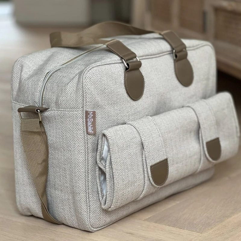 My Babiie Deluxe Changing Bag - Oatmeal Herringbone