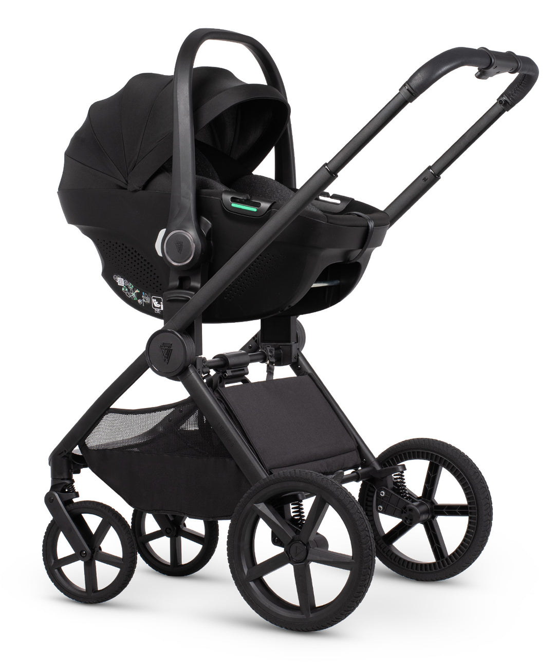 Venicci Upline3 Travel System Inc Tiago Car Seat & 360 Base 16 Piece Ultimate Bundle - Onyx