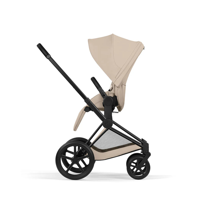 Cybex Priam Comfort Pushchair & Foldable Carrycot - Cozy Beige/Black