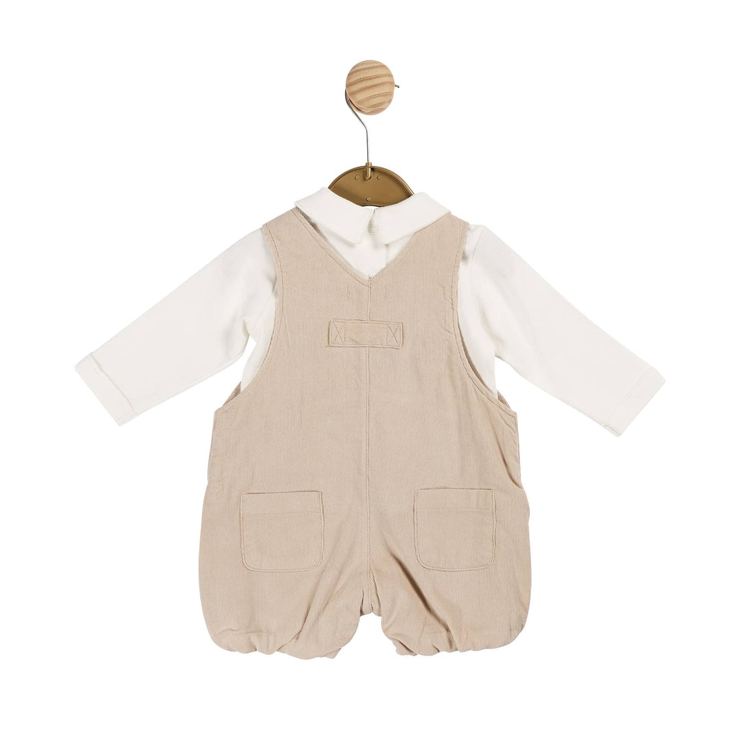 Beige Boys Needlecord Top and Dungaree - Ivory/Beige