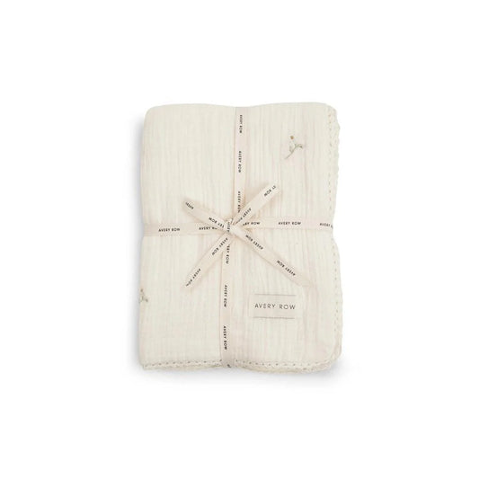 Avery Row Embroidered Muslin Blanket - Wild Chamomile