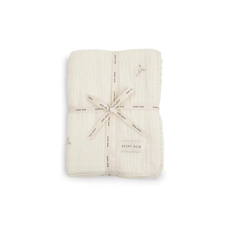 Avery Row Embroidered Muslin Blanket - Wild Chamomile